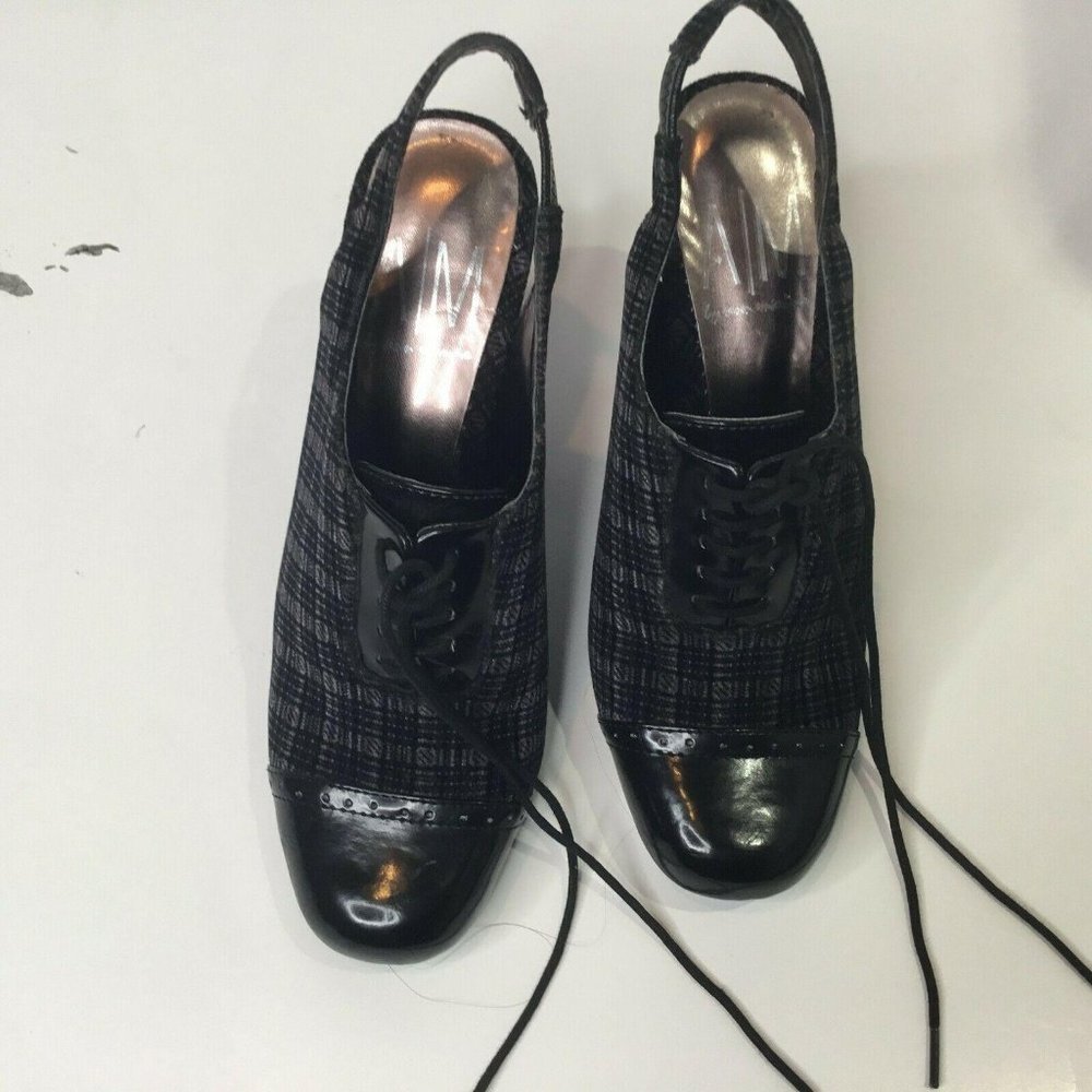 AIM Womens Black Closed Toe Suede Lace Up Slingbac